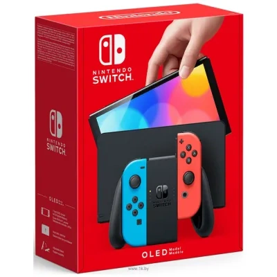 Nintendo Switch OLED (chernaya, s neonovyimi Joy-Con)